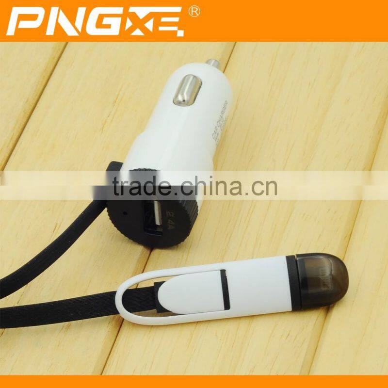 Best selling portable micro usb multi car charger for smartphone with 2 in 1 usb cable