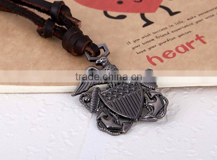 Manufacturers selling retro men's leather necklace punk necklace N0023 leather necklace long