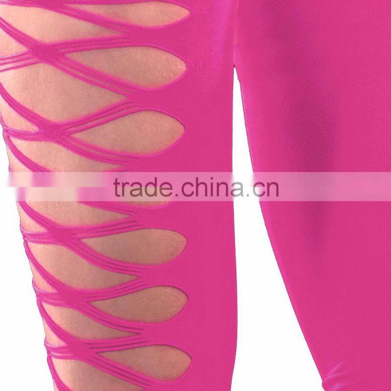 Opaque Pink Crotchless Women Pantyhose