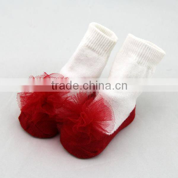 GSB-50 Hot sell baby cotton wholesale fashion socks with nylon mesh flowers