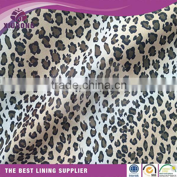 100% polyester 190T 210T taffeta leopard printed fabric for lining /printing fabric for suit dress bag inner fabric