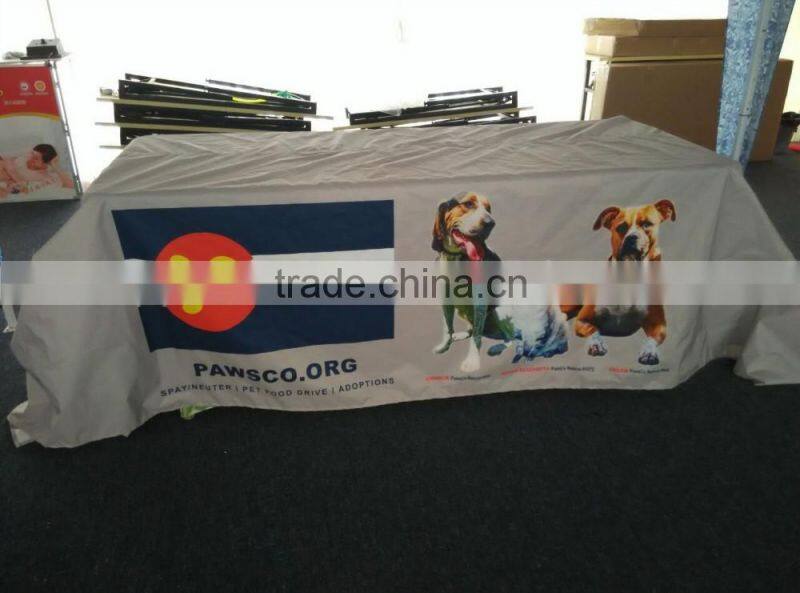 Whosale polyester Rectangular type table cover with logo