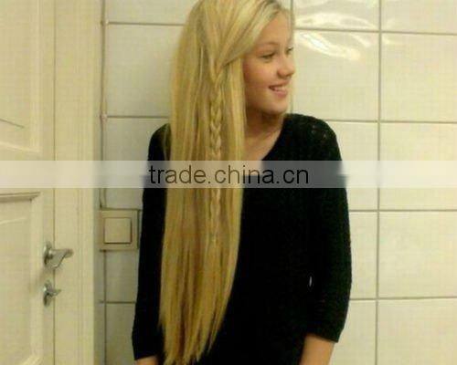 Extra long blonde straight hair with braid wig VLB