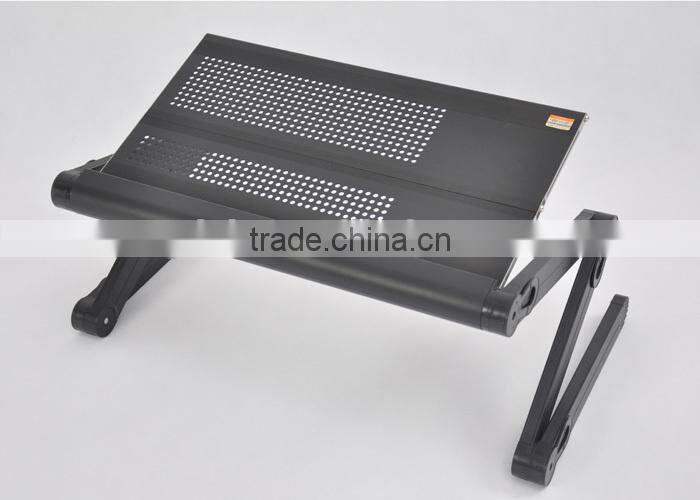 Portable folding laptop swivel table with adjustable height