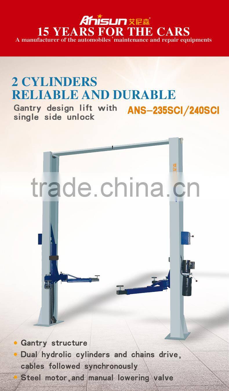 2 column used car lift for sale with manual lock 4000kg