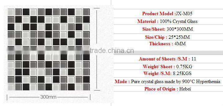 Cheap Black, White and Grey crystal glass mosaic tile with good quality
