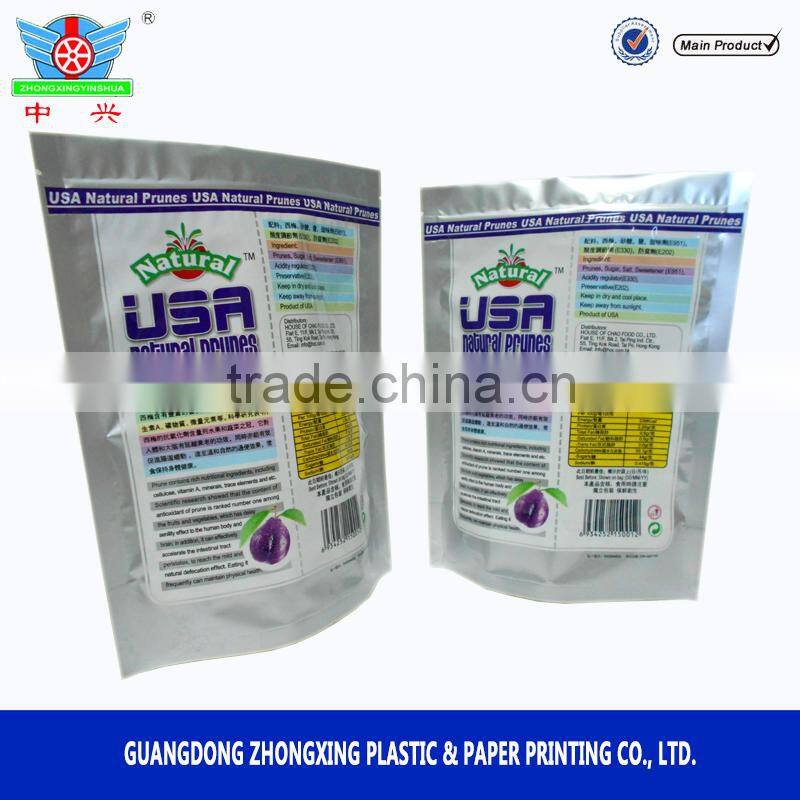 USA natural prunes waterproof composite bag aluminum foil bag for prunes