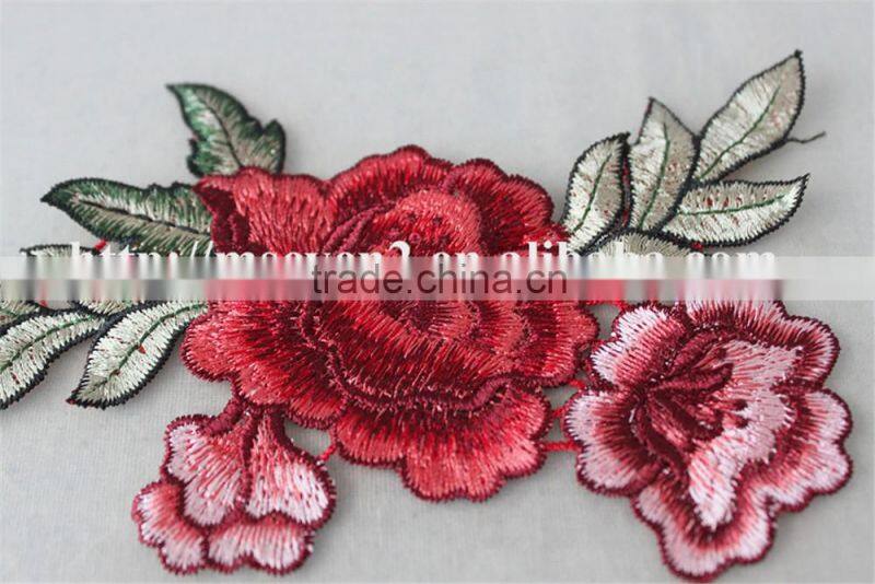 2016 hot sale polyester knitting fabric embroidery patch flower printing for ladies