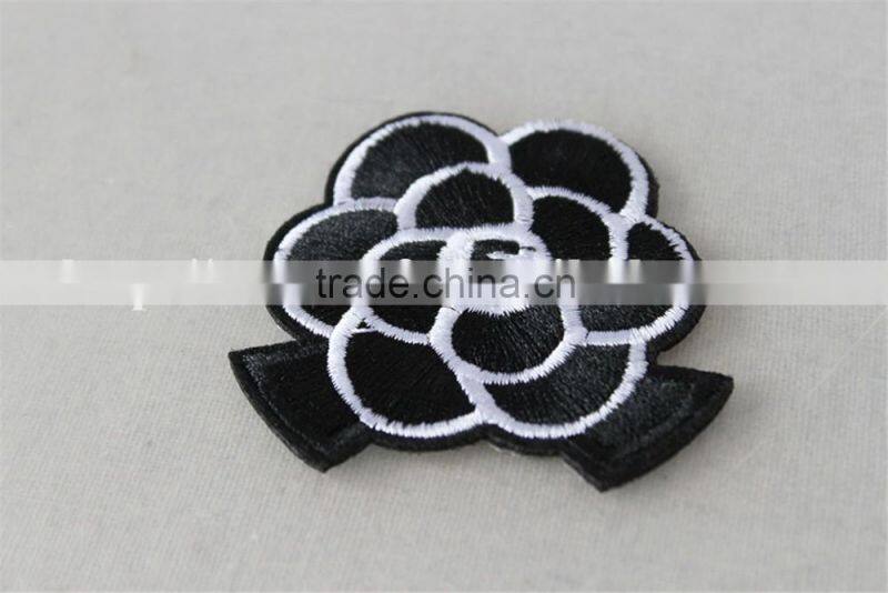 mystical embroidery textile patches gardenia black and white match pattern trim 6*7cm for dress
