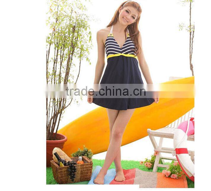New Navy Style Women's Padded Hot Springs Swimwear Push up Bathing Suit Bikini Swimsuit Skirt