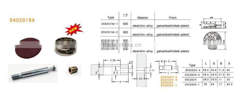 furniture hardware zinc plated steel furniture connecting bolt and universal steel furniture connector