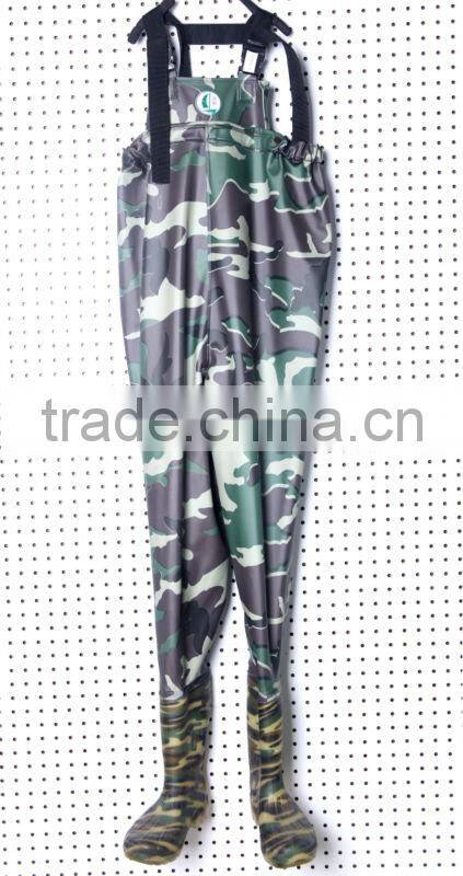 Popular design fashion style durable waterproof pvc tarpaulin fishing chest waders