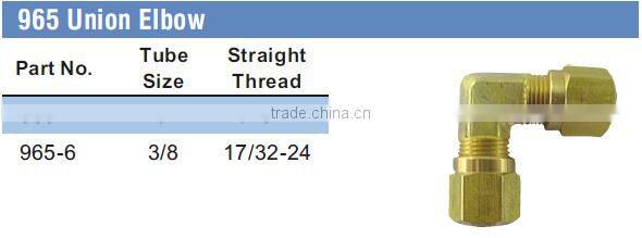 965Union Elbow,Air Brake Fittings for Nylon Tube,Brass valve