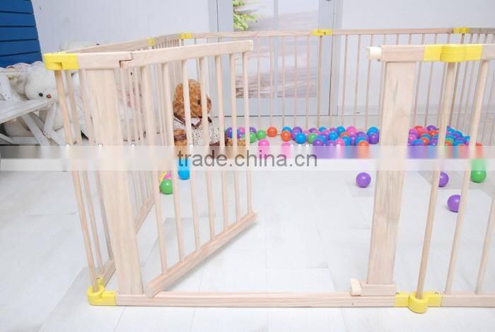 New Model 6 Panel Side Foldable wooden baby playpen