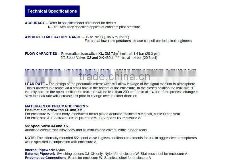 Pneumatic switch Delta-control