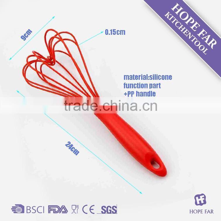 0300206 New designed heart shape 9.5" red color silicone whisk
