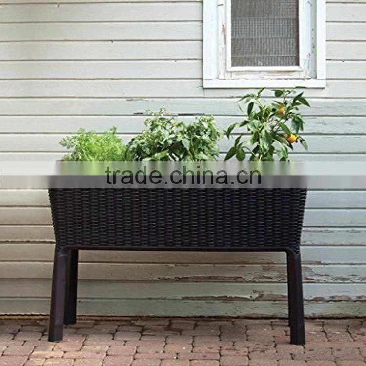 S&D Various wire Frame PE Rattan handmade led large rectangle home and garden durable plastic garden pots