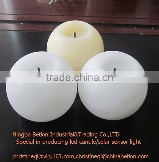 round ball shaped flamleless candles yellower flicking wax candle