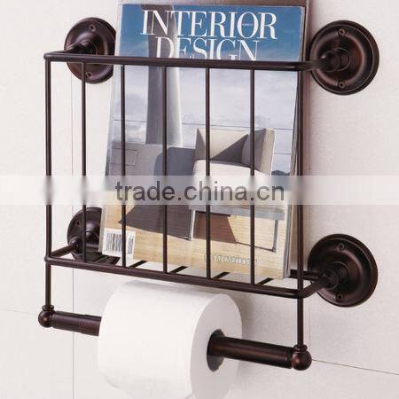 Bathroom black wall mounted magazine rack