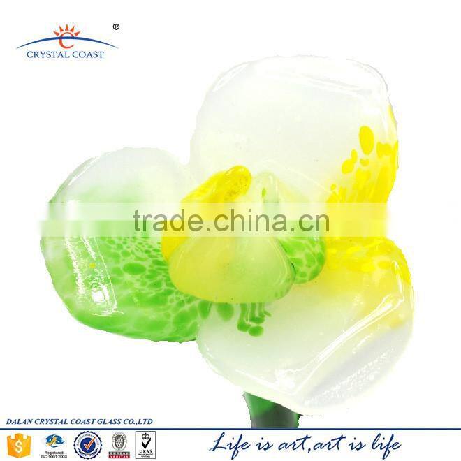 Murano Hand Blown Glass Red/ Purple/Blue Flower Sculpture