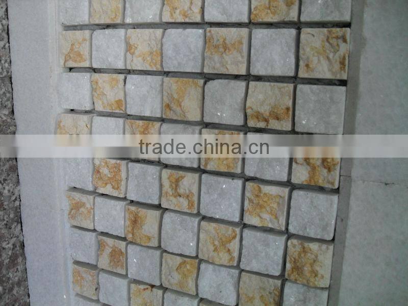 White and Yellow Quartz Mosaic Tile 12x12 rectangular small pieces price