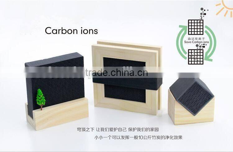 New arrival honeycomb activated carbon air purifier with a wooden holder Superfine particle carbon air purifier