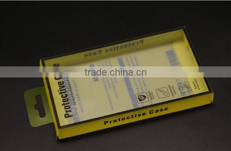 New arrival yellow PVC packaging box for iphone for Samsung, PVC phone case packaging box, custom packaging box