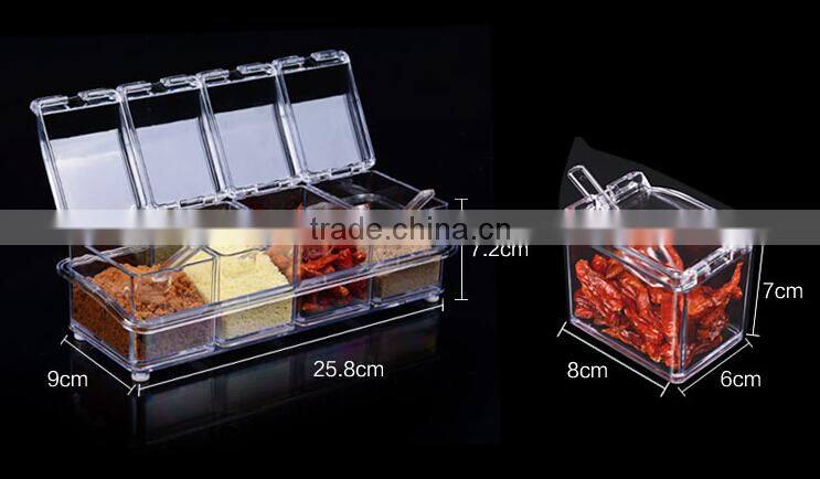 New Arrival Crystal Seal Waterproof With Spoon Condiment Seasoning box Cruet