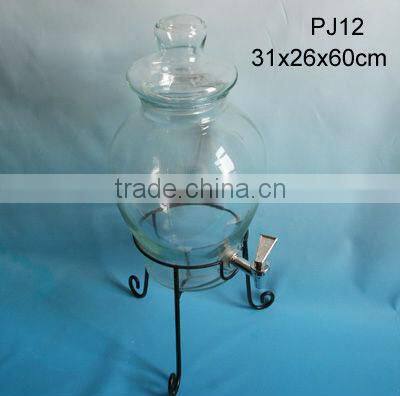 5 L clear glass infusion jar/glass jar with tap and glass lid PJ25 dispenser