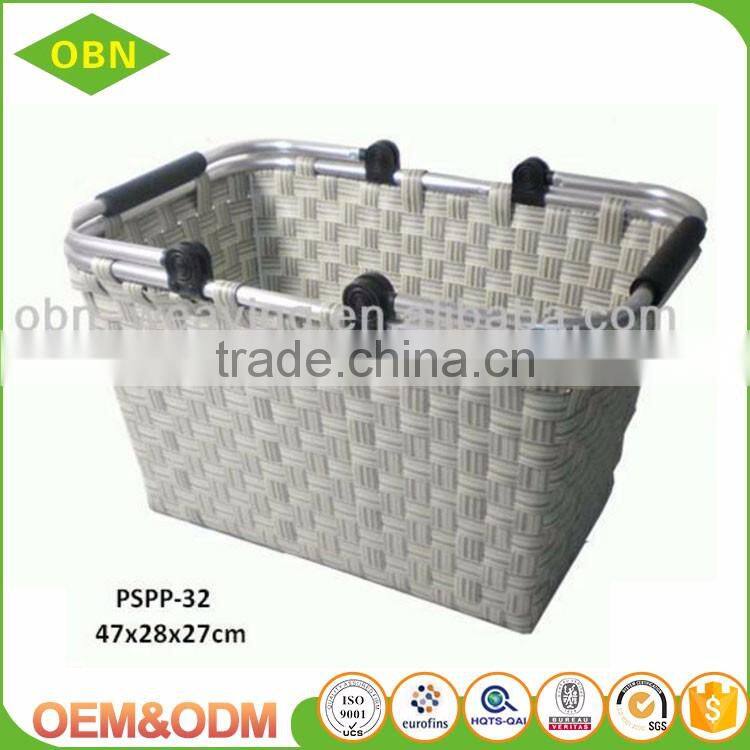 Cheap woven market PP aluminum frame baskets