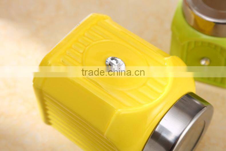 Kitchen ceramic canister set with stainless metal stand