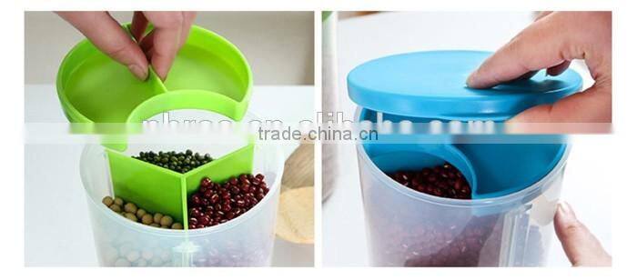 NBRSC Kitchen Divided Plastic Sealed Box Dry Food Storage Crisper Cereal Container with Lids