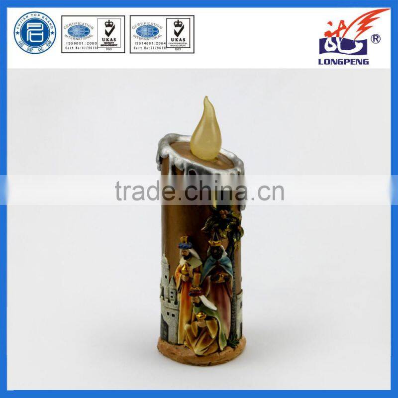 Christmas Resin Holy Family in The Candle Shaped with Led Light