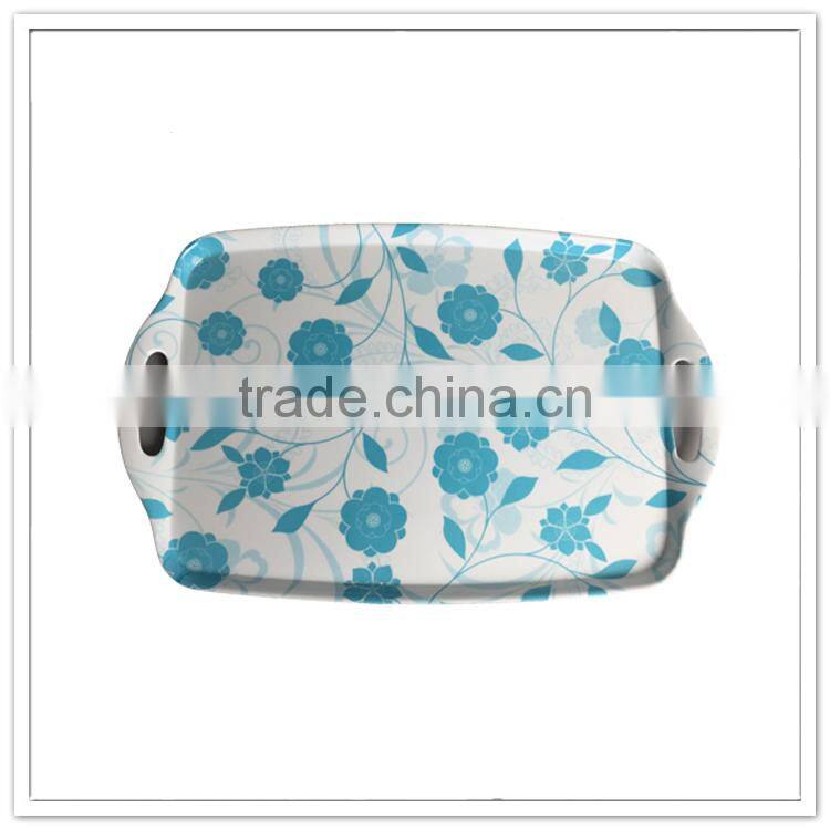 wholesale food serving tray in classic design western market fine dinnerware melamine floral prints plastic