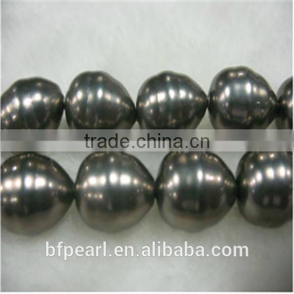 Dark Grey Teardrop Shaped Pearls Beads in Oyster Shell