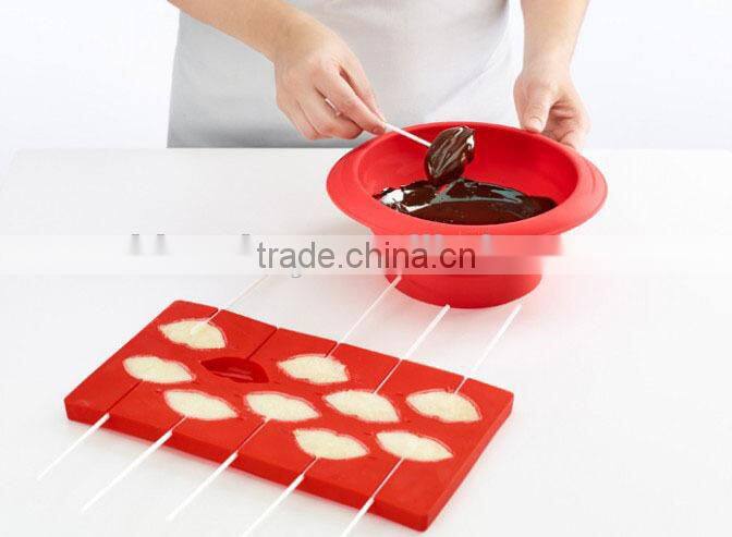 Pop Kiss Biscuit Chocolate Mold Lip Shaped Lollipops Silicone Form