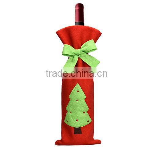 2016 new cheap Christmas Decorations Red Santa Tree Wine Bottle Cover Bags Dinner Party Gift