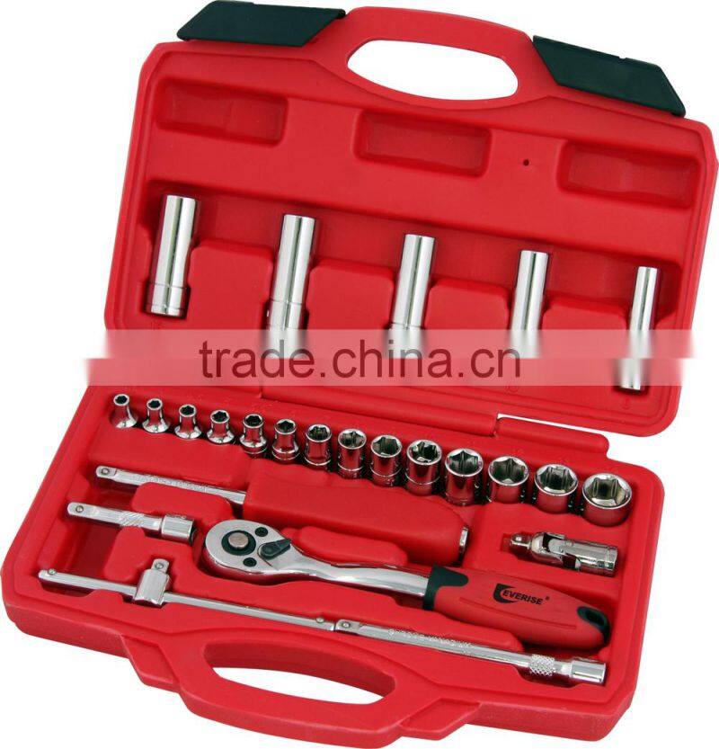 High Quality 25Pcs 1/4" Dr.Socket Wrench Set In Plastic Case
