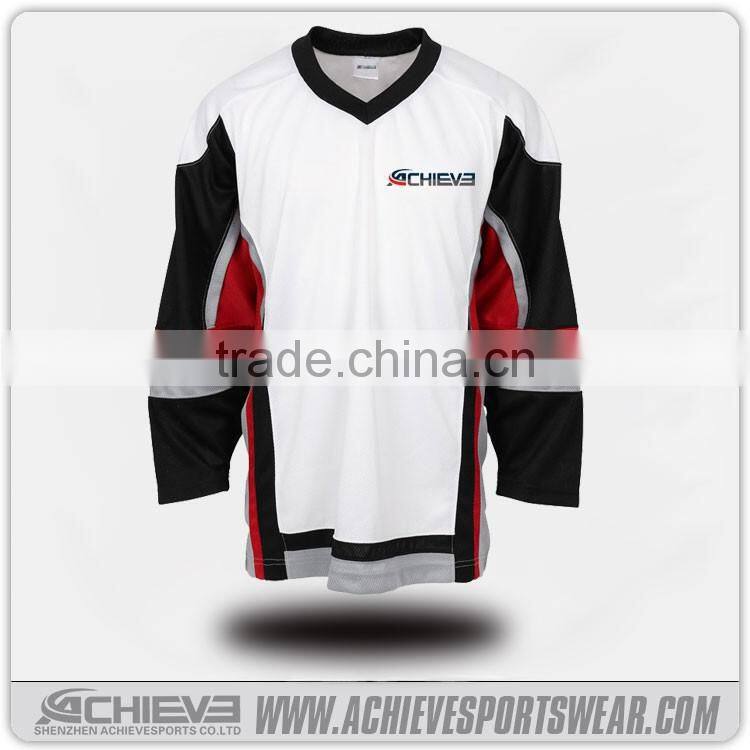2016 promotional sports wear sublimation printing ice hockey club jersey uniform