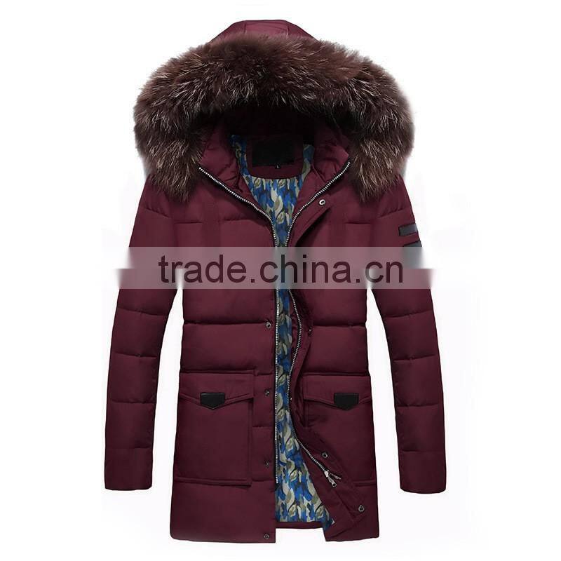 2016 top quality wind proof mens parka winter jacket with fur hood parka jackets wholesale blank
