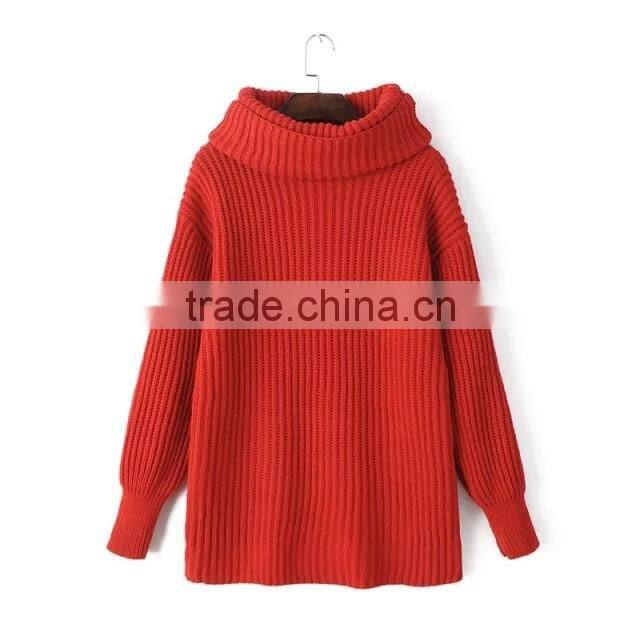 Fashion high quality Long Sleeve turtleneck brown pullover sweaters for women