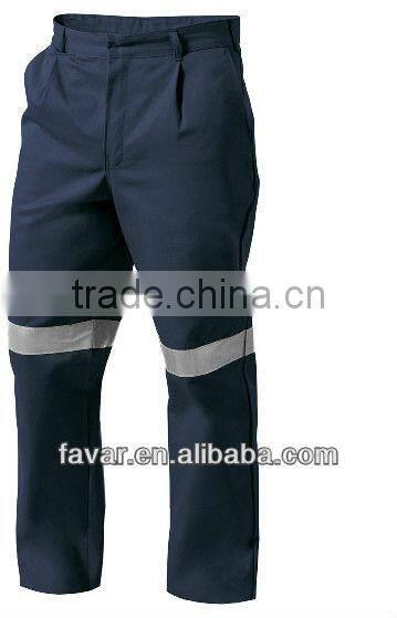 Navy blue 310 gsm cotton drill fire retardant pants high quality men's hi vis pants