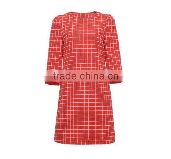 newest polupar fashion ladies' pencil grid printed asian prom dresses