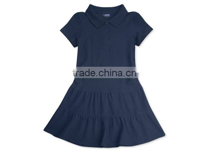 Little Girls' Uniform Ruffled Polo Dress