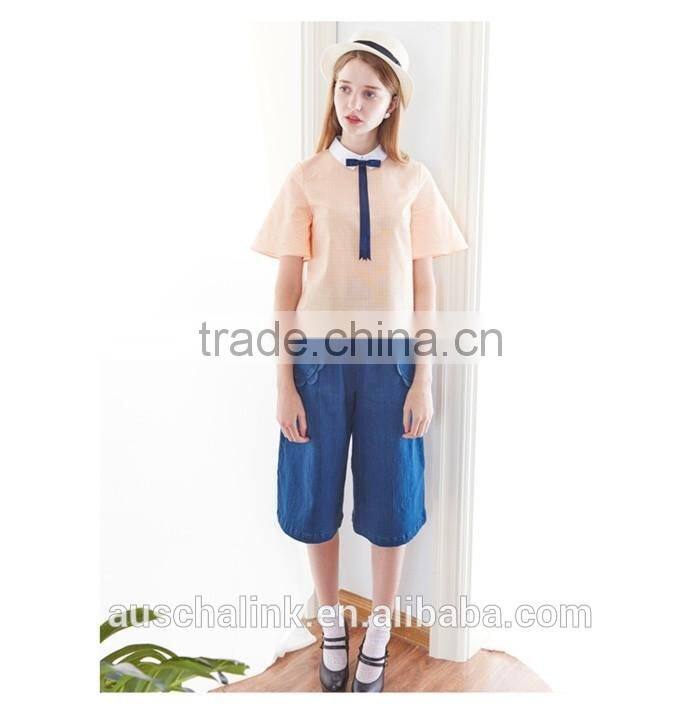 latest design high waist lady fashion classic blue jeans pants