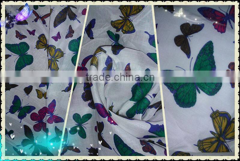 apparel fabric 100% cotton woven fashion printed voile fabric
