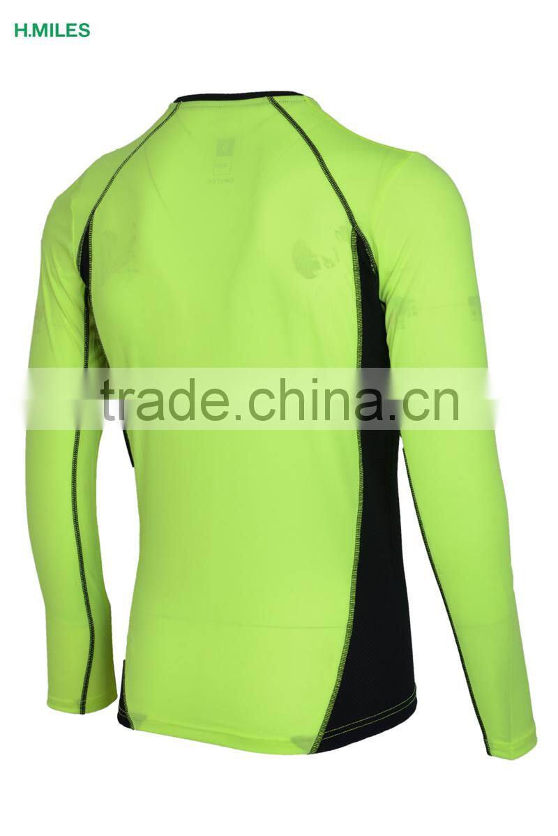 Sport plain sublimation gym running tights wear custom blank long sleeve compression shirt