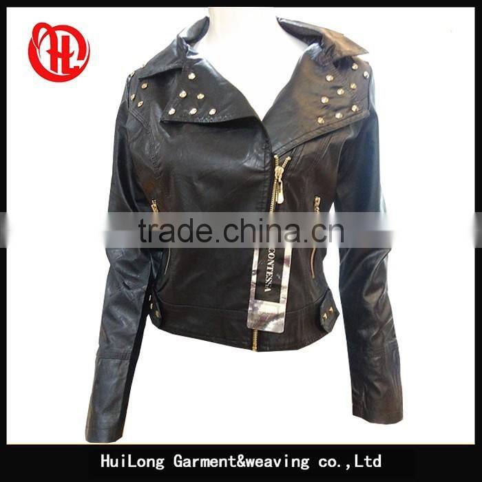 2017 ladies PU short cool motorcycle jacket wholesale
