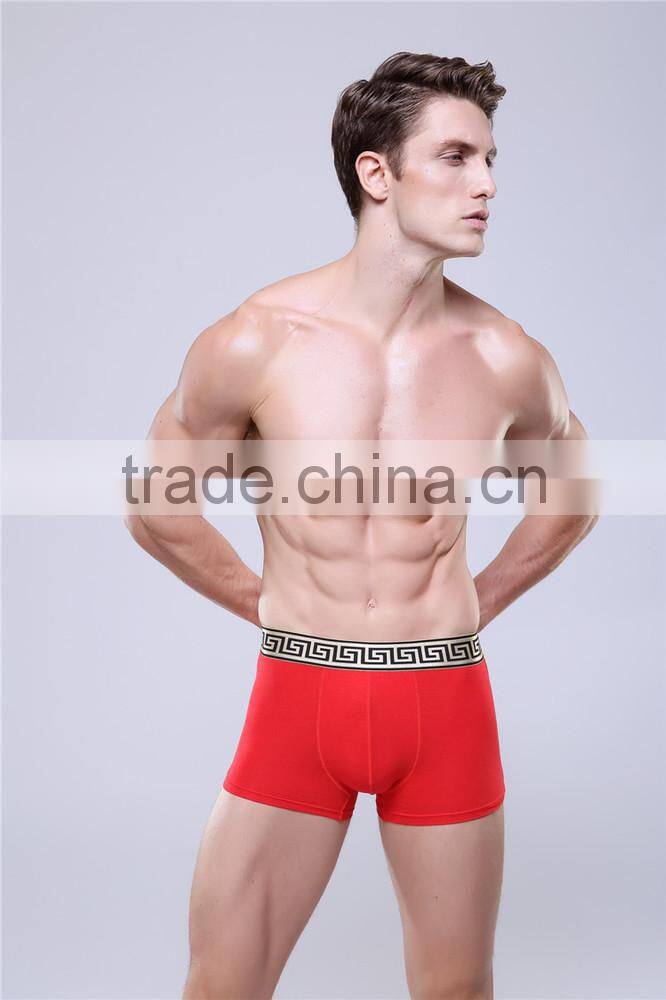 Custom New fashion sey men underwear boers shorts cotton brand design cuecas boer golden tight waistband men soild quality under