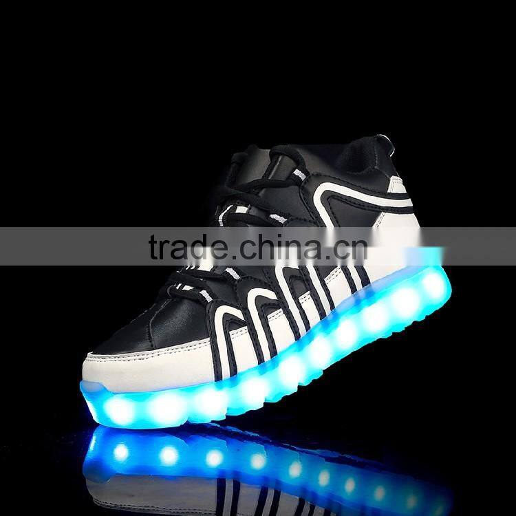 HFJH205 High top flashing light night running sneaker men led shoes